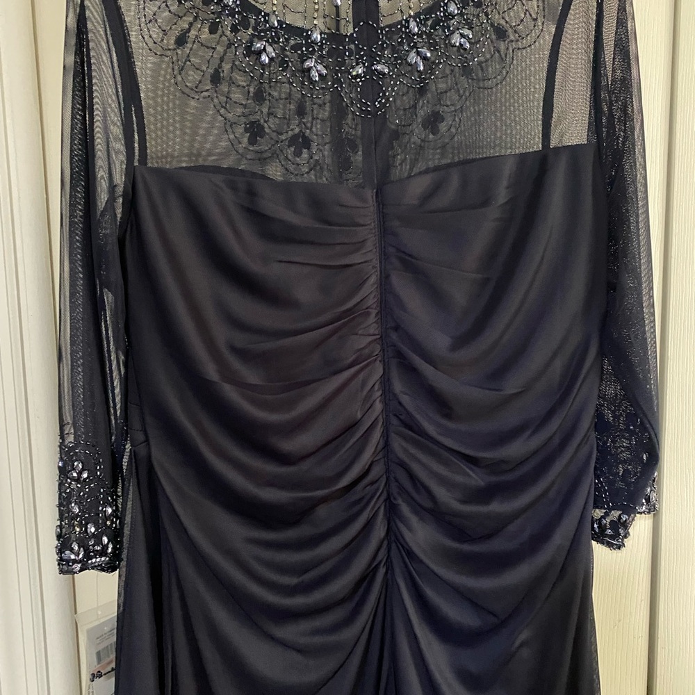 NWT Alex Apparel Elegant Evening Gown/MOB dark navy dress size 14W - Picture 3 of 16